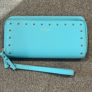Kate Spade Turquoise Wristlet with Gold Studs